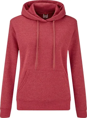 Produktbild von Fruit Of The Loom Lady Fit Pullover mit Kapuze BC363 (S) (Rot meliert)