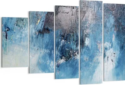 Produktbild von Bild auf Leinwand - Leinwandbild - 5 Teile - Abstraktion Blau Schwarz - 150x100cm - Wand Bild - Wanddeko - Wandbilder - Leinwanddruck - Bilder - Wanddekoration - Leinwand bilder - EG150x100-4155
