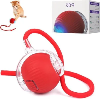 Zdjęcie produktu dla Elektryczna zabawka interaktywna dla psów i kotów z funkcją ładowania przez USB, obrót o 360 stopni, kolor czerwony, wielofunkcyjna