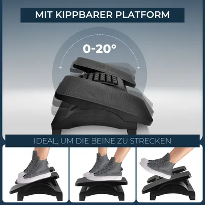 Produktbild von BUDDLEY Ergonomische Fußstütze für Büro oder Home Office - viele verschiedenen Fußauflagen Variationen - Fusstütze für Schreibtisch (Schwarz, Verstell