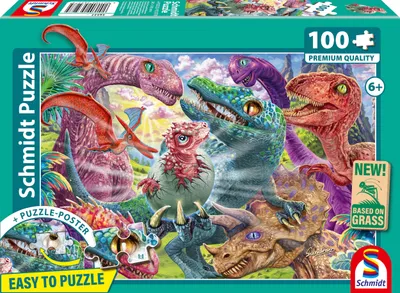 Image de Puzzle - SCHMIDT SPIELE - Petits dinosaures, grandes aventures - 100 pièces - À partir de 6 ans