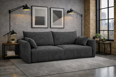 Produktbild von Kaiser Möbel Sofa mit Schlaffunktion und Bettkasten, Cordstoff Poso, Grau, Zephira