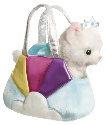 Zdjęcie produktu dla Fantazyjny tęczowy kotek w torbie ok. 21 cm - pluszowa figurka