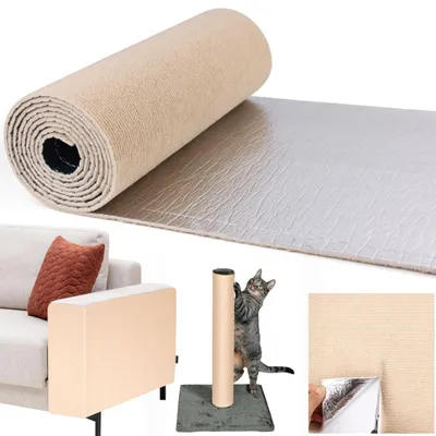 Produktbild von Kratzmatte Kratzteppich Katzenkratzmatte - 300 x 40 cm - Khaki - Selbstklebend, zuschneidbar - Für Möbel und Wände