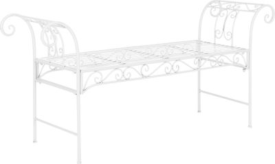 Zahradní lavice Cossila 70x147x46 cm Kovová lavice 200 kg Bílá