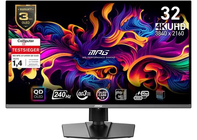 Produktbild von MSI MPG 321URXDE QD-OLED, 80 cm (31.5"), 3840 x 2160 Pixel, 4K Ultra HD, QD-OLED, 1 ms, Schwarz