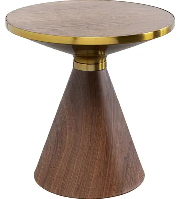 Produktbild von Kare Design Beistelltisch Cono, Braun/Gold, 50cm Durchmesser, Walnuss-Holz, Abla