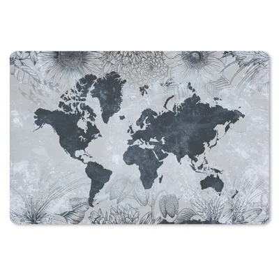 Produktbild von MuchoWow® Schreibtischunterlage Weltkarte - Blumen - Vintage 60x40 cm - XXL Mauspad - Großes Mauspad