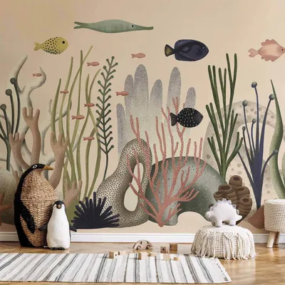 Produktbild von Vlies Fototapete - Underwater World - Fish and Corals in Pastel Colours 400x280 cm Für Kinder e-A-10145-a-a