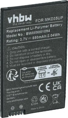 Produktbild von vhbw Akku Ersatz für BMW MKD35UP für Autoschlüssel (550 mAh, 3,7 V, Li-Polymer)