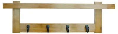 Wandkapstok aus Bambus/Metall, 5 Haken, 1 Ablage, 56x12x18 cm