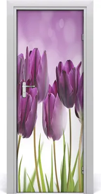 Produktbild von Tulup Türaufkleber 75x205 cm Dekorative Aufkleber Selbstklebend Wasserdichte Tapete Abnehmbar Schlafzimmer Wohnzimmer Wohnkultur - lila Tulpen