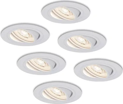 Image de HOFTRONIC - Spot LED encastrable plat 6W 570lm 4000K Inclinable Blanc IP20