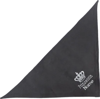 Produktbild von Besticktes Halstuch Prinzessin + Krone + Name für den Hund in der Farbe Schwarz ca 65 cm
