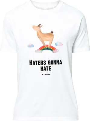 Produktbild von Mr. & Mrs. Panda Größe L T-Shirt Lama Regenbogen - Weiß - Geschenk, Tshirt, Freiheit, Lamas, mit Spruch, Shirt, Hobby, Selbstständig