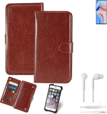 Produktbild von K-S-Trade 360° Hülle kompatibel mit Oppo K7x inkl. Headphones braun Kunstleder Case BookCase WalletCase Kunstlederederhülle Handyhülle,
