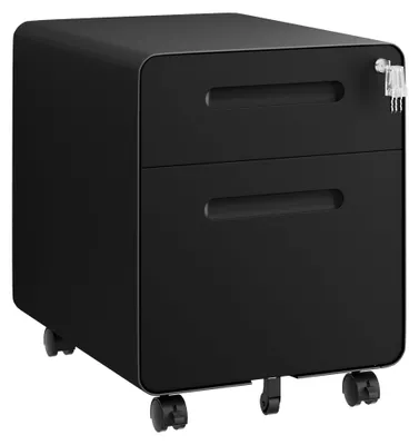 Aktenschrank 37x46x78,5 cm Schwarz 2 Schubladen Metall