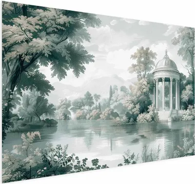 Produktbild von Posterpapier Poster - Landscape with a Park and Lake in Retro Greens 60x40 cm Landschaften c-H-10046-ao-a