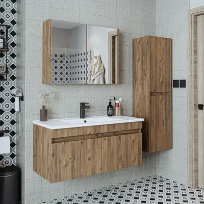 Produktbild von Roomart ATRIA-100 Badmöbel-Set 4-teilig 100 cm breit, Eiche