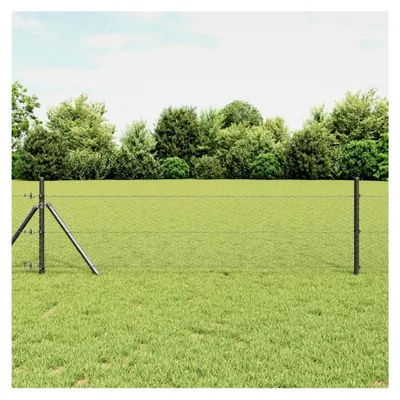 Produktbild von Zaunpfosten Grau 25 x 0,6 m (25 mm Maschenweite) aus Stahl und PVC für Gartenzaun, Hundezaun, Weidezaun, Hühnerzaun und Gartennetz mit Bodenbefestigung