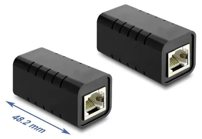 Productafbeelding van Delock RJ45-koppeling, mannelijk naar mannelijk, Cat.6A, afgeschermd, zwart