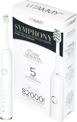 Image de Brosse à dents VITAMMY SYMPHONY White Sonic à haut pouvoir vibratoire, blanche