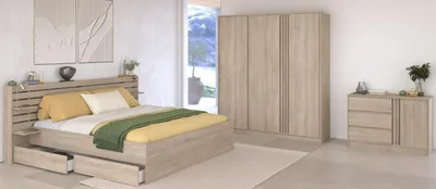 Produktbild von Parisot Schlafzimmer komplett Set "Escale27" in Eiche japanisch Bett 180 x 200 cm