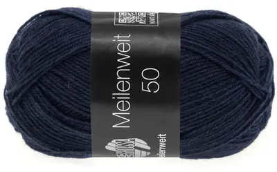Produktbild von Lana Grossa MEILENWEIT 50 g UNI 4-fach Sockenwolle mit 80 % Schurwolle 210 m Farbe 1141 - Nachtblau