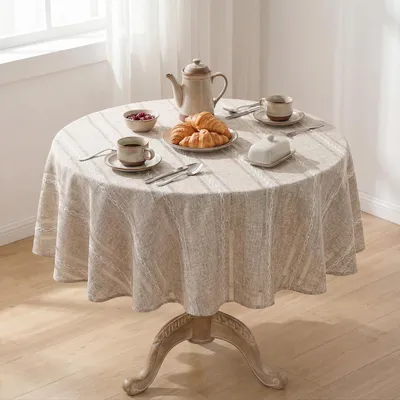 Produktbild von Tischdecke Rund 140 cm Braun Baumwollmischung Abwaschbar Landhausstil