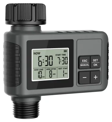 Produktbild von Gartenbewässerungs-Timer – Wassertimer mit einem Ausgang und Regenverzögerungsfunktion, programmierbarer automatischer Sprinkler-Timer, großes Display, IPX5-, regenfest für