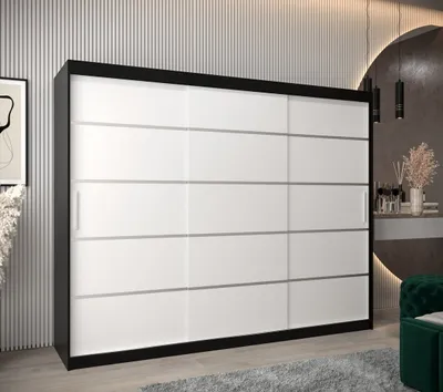 Obrázek produktu pro Šatní skříň ENNI - šířka 250 cm, černá / bílá