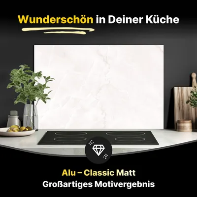 Produktbild von Spritzschutz Küchenrückwand aus Aluminiumverbund in Matt 125 x 50 cm Weißer Marmor