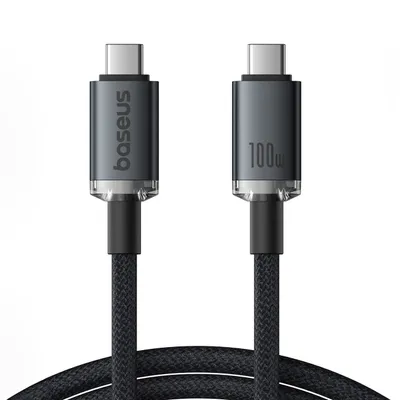 Produktbild von Baseus, USB-C auf USB-C 100W Kabel Serie Crystal Shine 1,5m, Schwarz