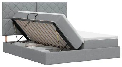Productafbeelding van vidaXL Opbergbed met hoofdeinde, lichtgrijs, 200 x 200 cm, met stoffen bekleding
