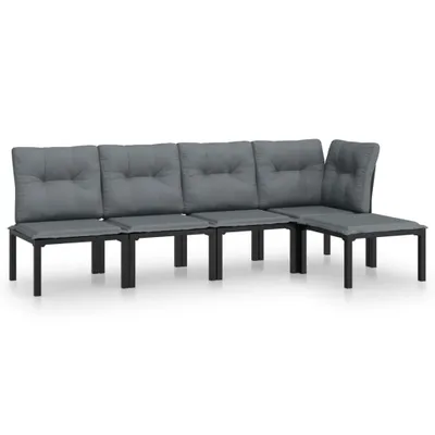 Produktbild von vidaXL 5-tlg. Garten-Lounge-Set Schwarz und Grau Poly Rattan