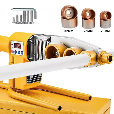 Image de Appareil de soudage pour tuyaux en plastique - Outil de fusion à chaud - 1000 W - 220 V - Jusqu'à 320 °C - Pour PB/PE/PPR - Prise européenne