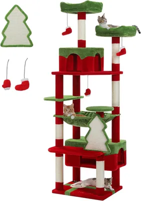 Produktbild von Purpurra Kratzbaum Katzenturm mit Hängematte und Katzenhöhle, 3 Höhen