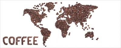 Produktbild von Wallario selbstklebendes Poster - Weltkarte mit Schriftzug aus Kaffeebohnen, Größe: 50 x 125 cm