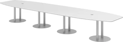 Produktbild von bümö Konferenztisch XXL KT52 - Nachbildung: Weiß, tischfuss: Säule in Silber