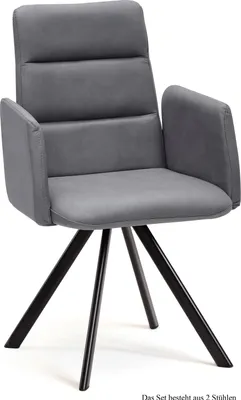 Produktbild von Armlehnstuhl (2er-Set) Deane 52x92x60 Schwarz/Grau