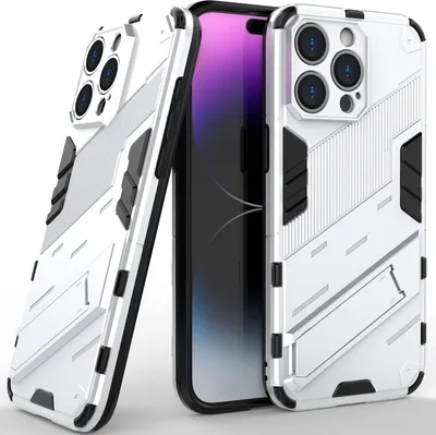 Produktbild von Armor Hülle für iPhone 14 Pro, Hybrid PC TPU Bumper Stoßfestes Schutzhülle mit Standfunktion Orange