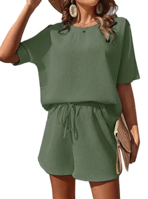 Productafbeelding van Dames Zomer Set van 2 - Korte Mouwen Crew Neck en Bermuda Shorts