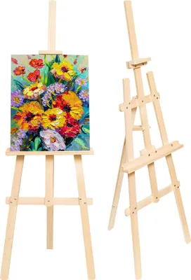 Produktbild von Staffelei Holz groß 175 cm - Leinwand Ständer Hochzeit Staffeleien Feldstaffelei höhenverstellbar Holzstaffelei für Kinder und Erwachsene Kiefernholz