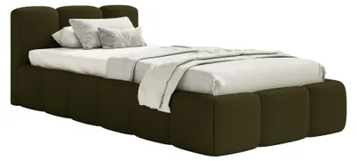 Produktbild von Selsey Cloudy Low – Polsterbett 90x200 cm, Bouclé Olivgrün