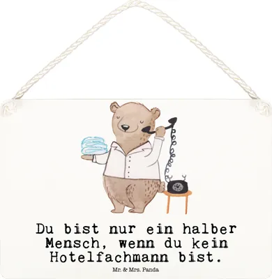 Produktbild von Mr. & Mrs. Panda Schild Hotelfachmann Herz DIN A6 - Weiß - Geschenk, Holzschild, Lustig, kleine aufmerksamkeit, Hotelier, Türschild, Witzig, Hotelkaufmann, Ausbildung