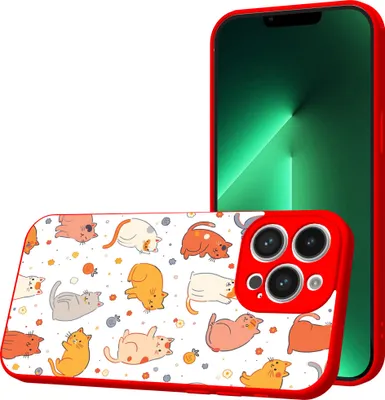 Produktbild von Smartphonica Handyhülle Geeignet für iPhone 13  Pro mit Katzen und Katzen Druck - TPU Back Cover Case Cats Design - Rot