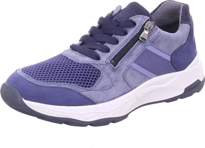Produktbild von Damen Sneaker Blau mit Mesh-Einsätzen, seitlichem Reißverschluss und Schnürung