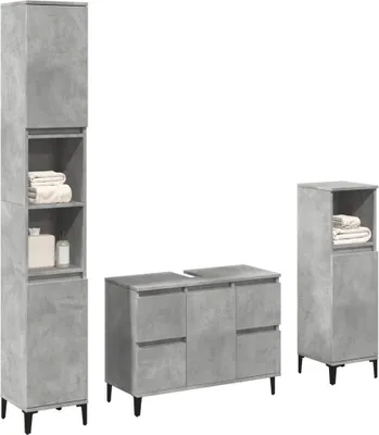 Image de Maison Exclusive - Ensemble de meubles de salle de bain 3 pcs gris béton