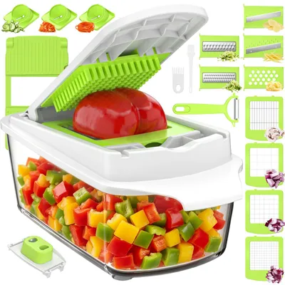 Image de Coupe-légumes mandoline râpe éminceur - 23 en 1 - Avec bac 1,8 litre