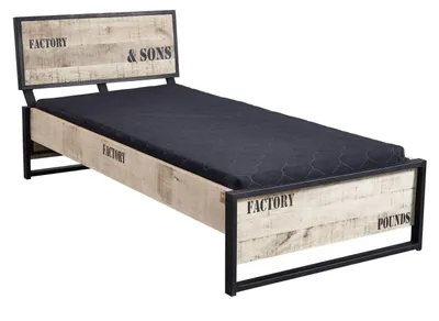 Immagine prodotto di MASSIVMOEBEL24 | FACTORY #139 Letto matrimoniale in legno di mango e ferro - stampato 140x200